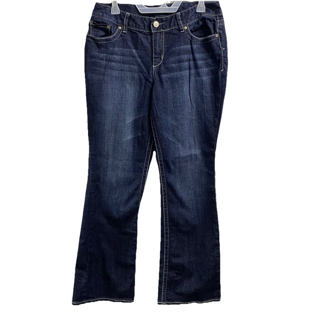 Maurices Thick Stitch Boot Cut Dark Wash Women Jeans 9/10 Regular‎ EUC Waist 33